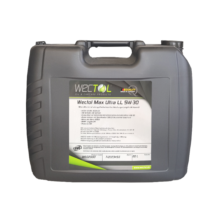 Wectol Motoröl 5W30 Max Ultra LL 5W-30 C3 / 20 Liter