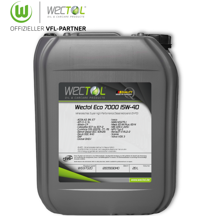 Wectol Motoröl 15W40 Eco 7000 15W-40 / 20 Liter