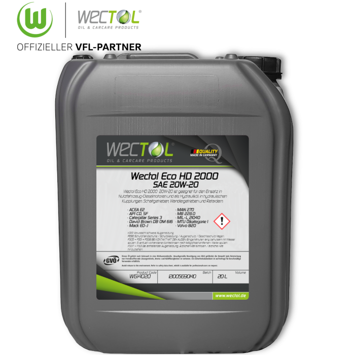 Wectol Motoröl 20W20 Eco HD 2000 20W-20 / 20 Liter