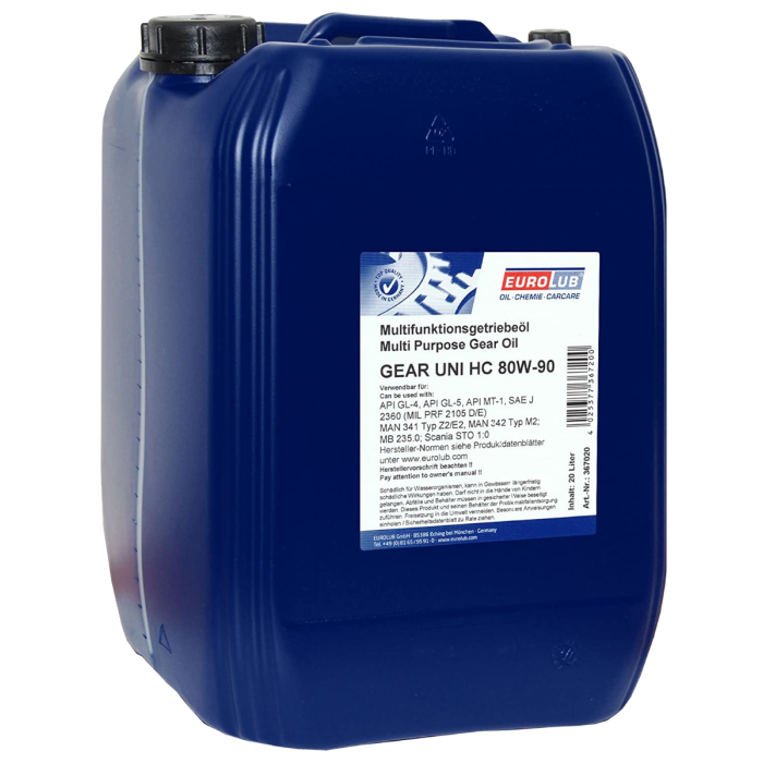 Eurolub Getriebeöl 80W90 Gear Uni HC 80W-90 / 20 Liter