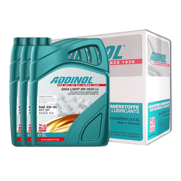 Addinol Motoröl 5w30 Giga Light MV 0530 LL / 3 x 5 Liter