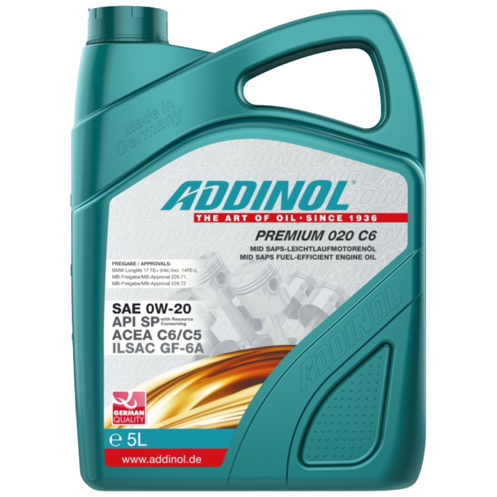 Addinol Motoröl 0w20 Premium 020 C6 / 5 Liter