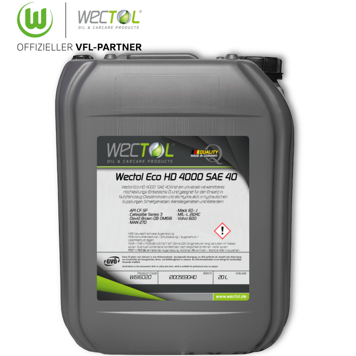 Wectol Motoröl 40W Eco HD 4000 SAE 40W / 20 Liter