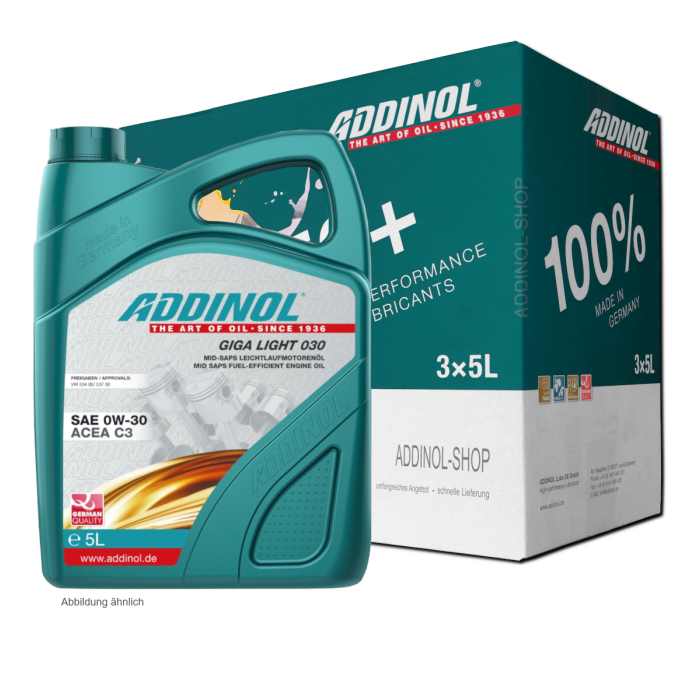Addinol Motoröl 0w30 Giga Light 030 / 3 x 5 Liter