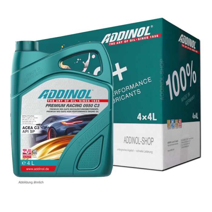 Addinol Motoröl 5w50 Premium Racing 0550 C3 / 4 x 4 Liter