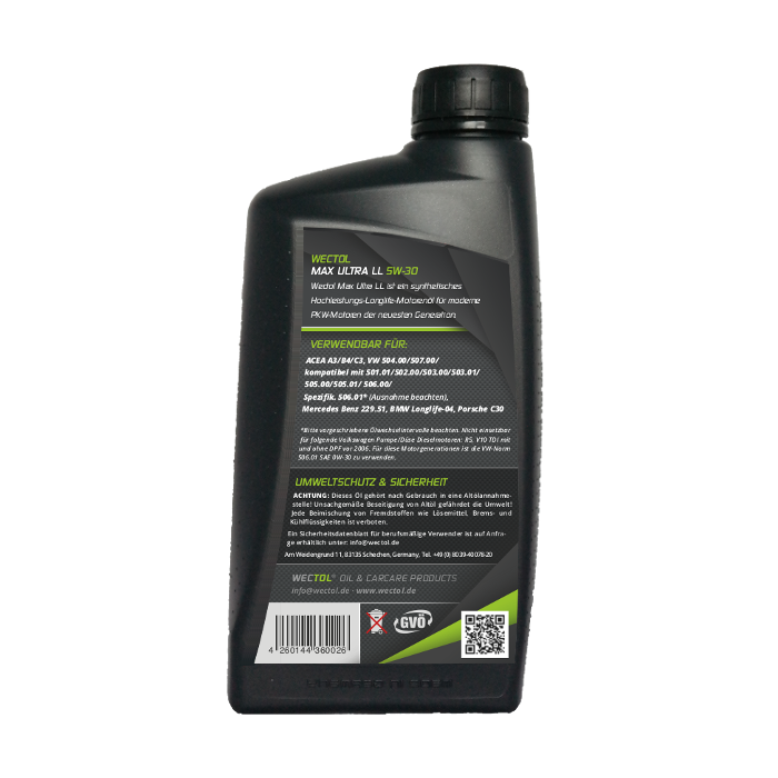 Wectol Motoröl 5W30 Max Ultra LL 5W-30 C3 / 1 Liter