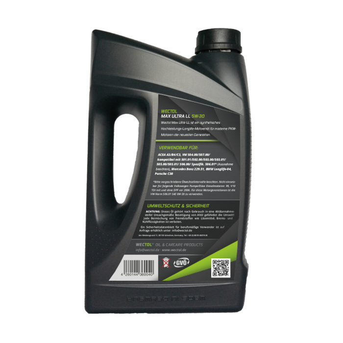Wectol Motoröl 5W30 Max Ultra LL 5W-30 C3 / 5 Liter